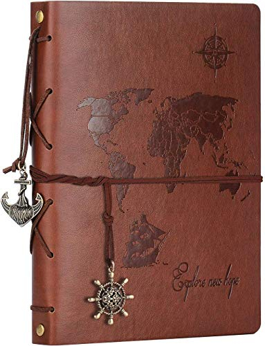 ZEEYUAN Album Scrapbooking Viaggio Mappa del Mondo Album Fotografico Pagine Bianche in Pelle Album Fotografico Fai da Te Retro Sketch Book Regali Anniversario di Compleanno per Il papà Fidanzato