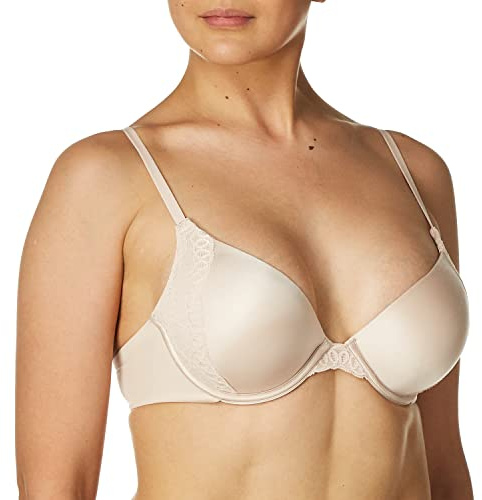 Maidenform Natural Boost Demi Bra, Push-Up Lace T-Shirt Bra with Convertible Straps, Add-One-Cup-Size Push-Up T-Shirt Bra, Sandshell, 36A