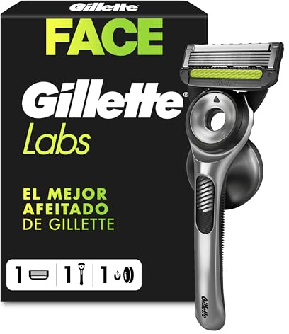 GilletteLabs UEFA Champions League Special Edition Maquinilla De Afeitar Para Hombre Con Barra Exfoliante, 1 Mango + 1 Recambio, Incluye Soporte De Pared