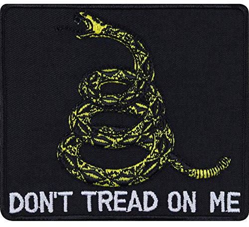 Toppa ricamata da applicare con ferro o cucitura: DON'T TREAD ON ME | Biker, Rocker | Patch da annodare/stirare | Accessorio per moto | Regalo | Applique serpenti per tutti i tessuti | 80x90mm