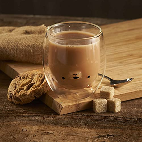 MYLEE London Bicchiere a doppia parete con orsetto carino, in vetro borosilicato a doppia parete, regalo per lei, 250 ml