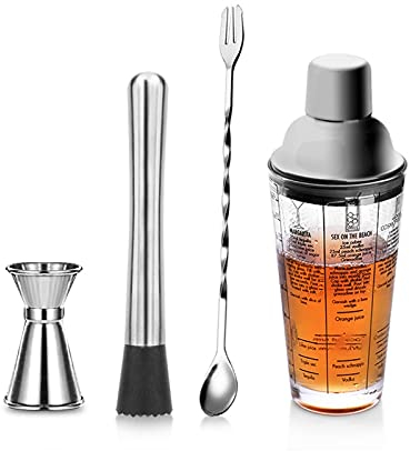 Xiaoli Cocktail Shaker Set Ensemble à Cocktail Shaker Shaker Cocktail en Verre, Shaker Martini, Shaker mélange, Couvercle Anti-Fuite, Shaker Buvant, kit de Barman. Shakers à Cocktails (Color : B)