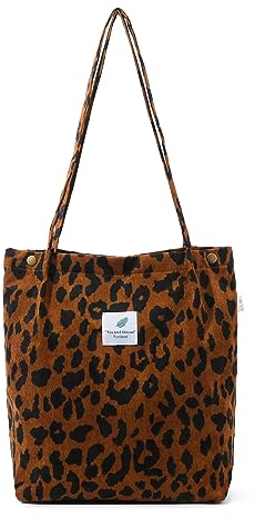 Funtlend Cord Umhängetasche Damen Groß Cord Tasche Damen Cordtasche Cord Shopper Handtasche Schultertasche für Uni Arbeit Mädchen Schule Büro