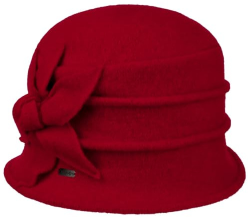 McBURN Maliva Hatt i Tovad Ull Damer - Made in Italy klockhatt damhatt Vinter höst-vinter - One Size röd