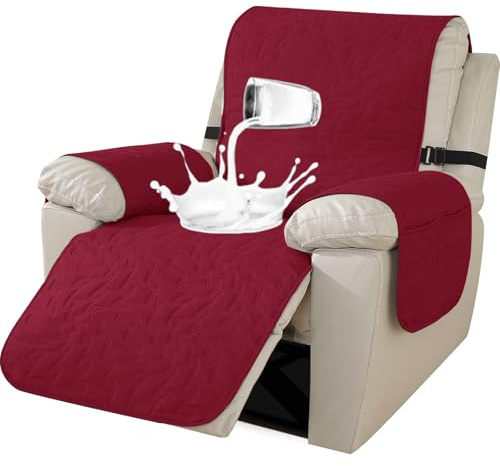 Ystyle Funda Sillon Relax Reclinable 1 Asiento, Funda Sofa 1 Plaza Impermeable, Funda Butaca Reclinable, Funda De Sillon, Antimanchas y Antiarañazos Lavables (1 Asiento, Burdeos)
