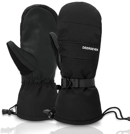 Harssidanzar Gants de Snowboard d'hiver pour Hommes et Femmes Mitaines imperméables doublées de Polaire isolantes et Coupe-Vent pour Une Utilisation en extérieur KM060EU,Noir,Taille M
