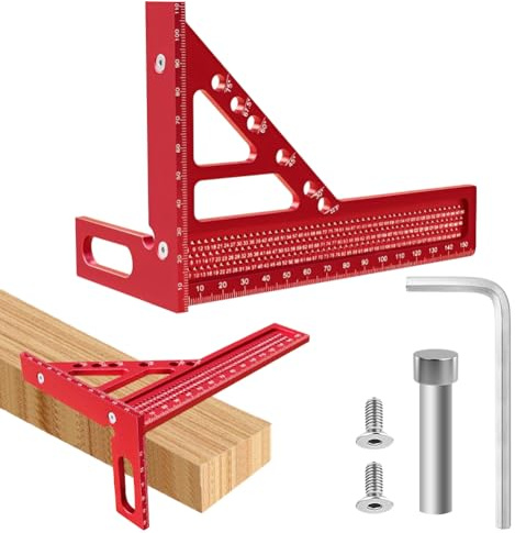 Équerre d'onglet 3D en alliage d'aluminium, rapporteur précis, équerre de charpentier et équerre de butée pour le travail du bois, l'artisanat, le bricolage, règle de traçage multifonction 22,5 ° à 90