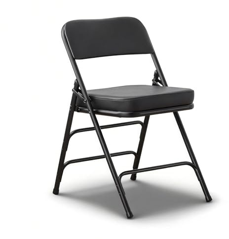 CHAIRABLE Padded Folding Chair with Thick Cushion, 1 Pack Black | Upholstered seat for all-day comfort, foldable design saves storage space, ideal for home, office, parties, dining, outdoor