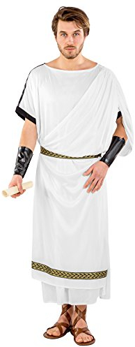 tectake dressforfun Herrenkostüm römische Toga | angenähte Schärpe | Bordüren im Brokat-Stil | inkl. Gürtel & Armstulpen mit Klettverschluss (L/XL | Nr. 300399)