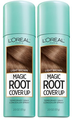 L'Oreal Paris Hair Color Root Cover Up Temporary Gray Concealer Spray Light Brown (Pack of 2) (Packaging May Vary)