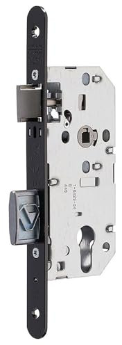 Vachette Serrure à Encastrer trou de cylindre, Axe à 40mm, Coffre 150mm, Certifiée NF Niveau 3 - D455 - Réversible sans démontage, Verrouillage 2 tours, Têtière bouts ronds - Porte d'entrée - Noir