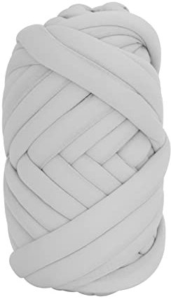 Trintion Hand-Knitted Chunky Yarn 25m Super Chunky Arm Knitting DIY Hand Roving Washable Cotton Polyester for Handmade Blankets Scarf Sweater (Light Grey)