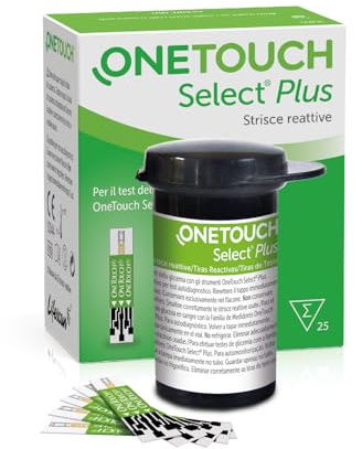 OneTouch Select® Plus Strisce reattive per 25 test glicemici per l’automonitoraggio della glicemia I 1 confezione contenente 25 strisce reattive
