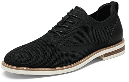 Bruno Marc Herren Anzugschuhe Atmungsaktiv Gestrickter Stoff Derby Sommer Schnürschuhe Formale Moderne Klassische,Size 44,Schwarz,SBOX2320M-E