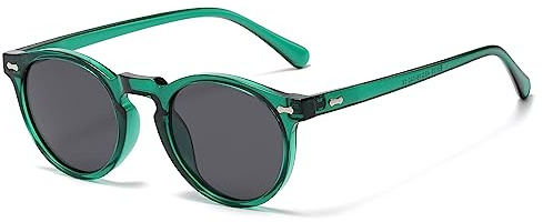 LJCZKA Retro Round Polarized Sunglasses Mens Womens, Vintage Polarised Sunglasses Classic Trendy Shades Unisex UV400 Protection