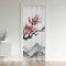 Homewish Rideaux de Porte de Style Japonais 86x203 cm, Rideau Occultant Imprimé de Fleurs de Cerisier Rouges, Rideau de Porte Interieur À Motif du Mont Fuji, Peinture À L'Encre Noir et Blanc