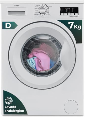 Svan Lavadora 7Kg Carga Frontal Blanco SL7000DTD. 2100W, 1000rpm, 15 Programas, Función Stop&Go, Clase de Eficiencia Energética D