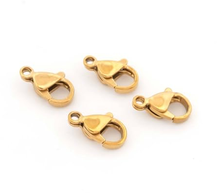 Karabinerverschluss aus 304 Edelstahl 12 mm mit 18K Goldbeschichtung IP 4 Stück Schmuckzubehör, Schmuck selber Machen