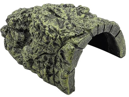 NUZAMAS Cueva escondite para reptiles, cueva de peces, decoración de acuario, terrario, escondite de piedra, hábitat natural, adorno para tortugas, geckos, arañas, ranas, lagartos