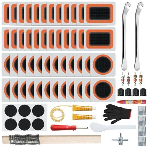 Annyswit 125 Stück Fahrrad Reparaturset, Fahrrad Flickzeug Set mit 102 Flicken, Tragbarer Fahrradreifen Reparaturset, Fahrradschlauch Reparaturset für Radfahrer, Mountainbike, Aufblasbares Boot