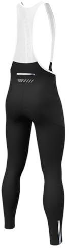 Log.as Pantalones largos de ciclismo para hombre, acolchados, con tirantes, para invierno, elásticos, resistentes al viento, transpirables, de secado rápido, con bolsillos, Negro , M