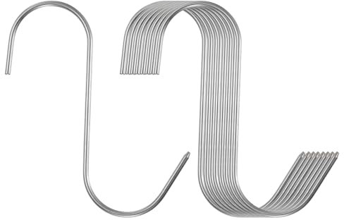 QUARKZMAN 8pz 120mm Ganci per Carne in Acciaio Inossidabile 304 Gancio Macellaio a Forma di S per Appendere Carne Affumicatura Grigliatura Costine Manzo BBQ (Carico MAX 5 kg)