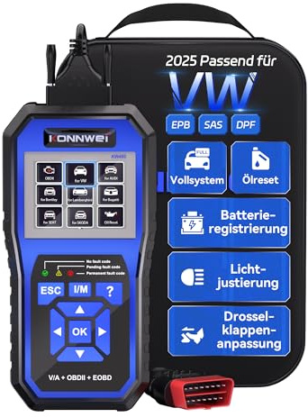 KONNWEI KW450 OBD2 Diagnosegerät mit 9 Spezialfunktionen für VAG Fahrzeuge Diagnose Code Reader Öl SAS EPB TPS Reset Injektor Codierung DPF Lampe Anpassung Suspension Scan Tool Deutsch