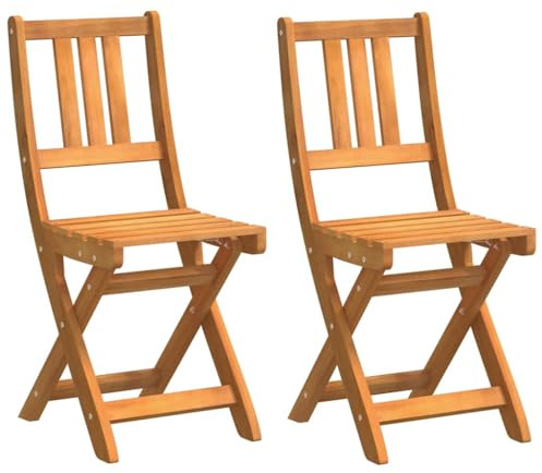 vidaXL Sillas Bistro de Exterior 2 pcs Madera de Acacia Sólida, Sillas de bistró Exteriores, Plegables y rústicas, mobiliario de jardín, Set de salón de Acacia