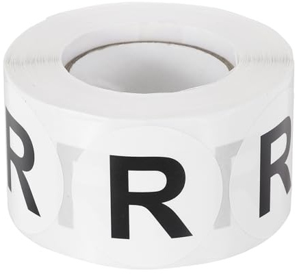 PATIKIL Etiquettes D'inventaire Lettre R, 500 Pcs Autocollants Ronds Lettres Points Étiquettes Autocollantes Semi-Brillants Pour Organisation Maison Bureau Stockage, Noir (1 Rouleau)
