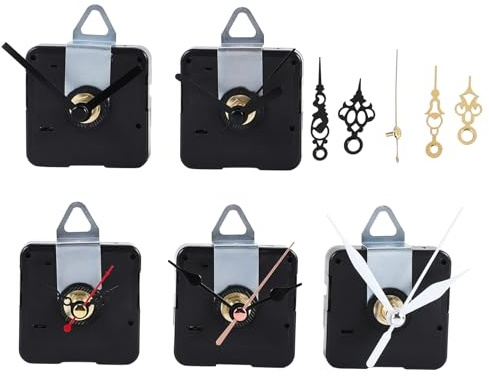 DHYAWUER 5 Pezzi del Meccanismo di Movimento 'Orologio Parti del Quarzo Silenzioso Orologio da Parete DIY con 7 Diverse Coppie di Lancette 'Orologio Kit di Ricambio