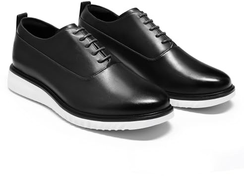 Allthemen Scarpe Stringate Uomo Casual Comode Basse Mocassini in Pelle Eleganti Classiche Derby Oxford da Lavoro Nero 42