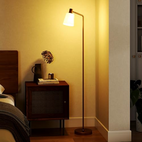 HOMCOM Lámpara de Pie LED Regulable, Lámpara de Pie Salón Moderna con Pantalla Giratoria 350°, 3 Temperaturas de Color 3000K/4000K/6500K y Bombilla E27, para Dormitorio, Oficina, Blanco y Dorado