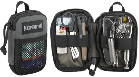 MAXPEDITION Pico Pocket Organizer, Ultra Compact EDC Gear Pouch, Tactical Utility Pouch for Everyday Carry, Tools, Gadgets, Outdoor First-Aid Kit, Survival (Wolf Gray)