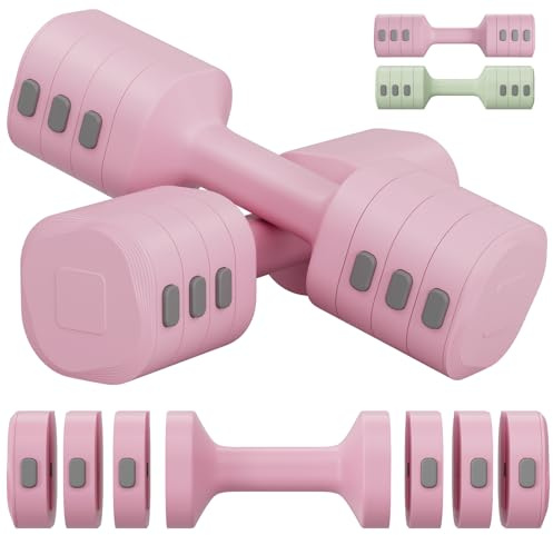 Haltères Réglable Kettlebell 2 en 1, Haltere Musculation Femme – Kit Musculation, 1-5.5KG pour Musculation Domicile Gym Cadeau (Rose)