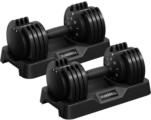 Yaheetech Haltère Réglable 12/25 kg de Musculation 5 en 1