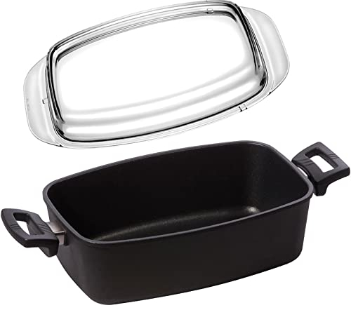 Eurolux Guss-Bräter Set mit Deckel 33 x 22 cm - kleiner ofenfester Universal-Multibräter mit Antihaft-Beschichtung - 5.0 Liter - ohne Induktion - Made in Germany