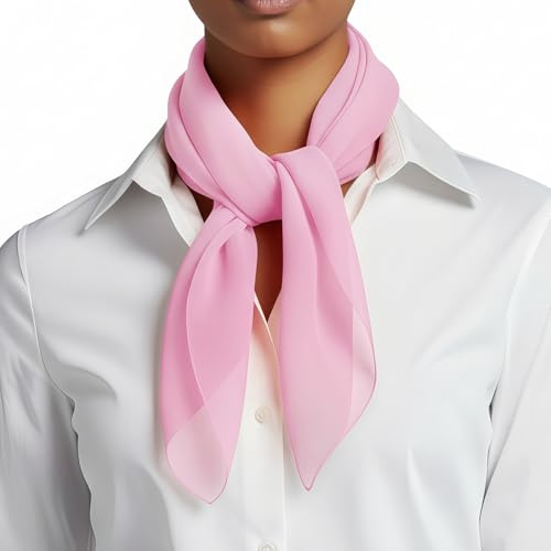 Basic Sense Lightweight Chiffon Square Scarf for Women Retro Neckerchief Bandana & Hair Tie, Baby Pink