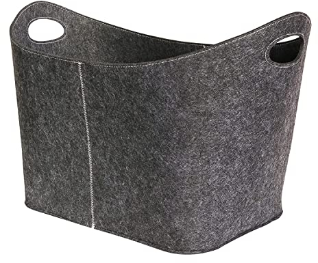 VIIRKUJA Contenitore per legna da interno XXL | Portalegna per Interni in Feltro Extra Spesso | Colore Grigio Scuro | Borsa in feltro con Manici Rinforzati | Resistente e dal design moderno