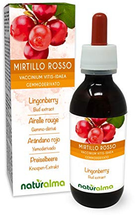 Mirtillo rosso (Vaccinium vitis-idaea) Gemmoderivato analcoolico da giovani getti freschi Naturalma - Estratto liquido gocce 120 ml - Integratore alimentare - Vegano