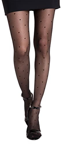 Gi&Gi Collants femme fantaisie, 40 den N.1487 Extra Comfort Bonne Quanlità Made in Italy, Noir, S/M