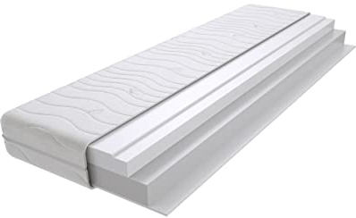 Godre Baldo Schaumstoffmatratze 155x190 cm, Härtegrad H3 -mittelhart, mit gestepptem Bezug - Matratze, Kaltschaummatratze -14 cm Höhe, Hypoallergen, doppelseitig einsetzbar, 60-100kg Körpergewicht