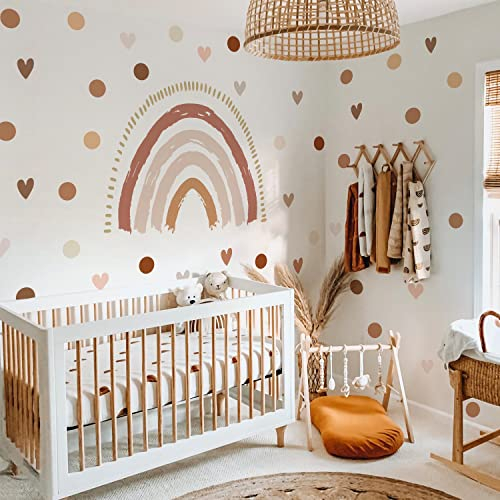 funlife Boho Regenbogen Wandtattoo, Polka Dots Selbstklebend Wandaufkleber, Bunte Regenbogen Wandsticker für Mädchen Kinderzimmer Schlafzimmer Wohnzimmer