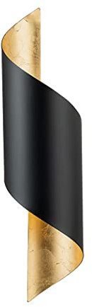EGLO Jabaloyas 39654A 1-Light Wall Sconce LED Dimmable with Modern Black Shade for Night Stand, Fireplace, and Office, Brushed Brass/Black, 40W