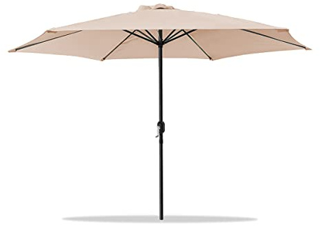 Acomoda Textil – Sombrilla de Jardín con Forro Anti UV. Parasol de Aluminio con Manivela, Toldo Octogonal 3 M Ø para Terrazas y Patios 244 x 300cm. (Beige)