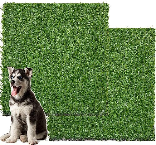 Artificial Grass for Dogs, 2 Pack Durable Artificial Grass Mat, 63x51cm Indoor Outdoor Puppy Grass Toilet for Potty Training Fake Grass Turf Dog Grass Pee Rug, Patio Lawn Decoration