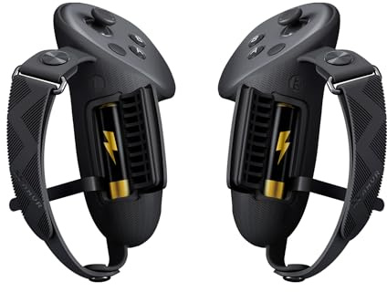 AMVR Funda de Agarre Controlador Compatible con Meta/Oculus Quest 3S/3 Accesorios, Tapa de Apertura de Batería y Protector (tamaño estándar)