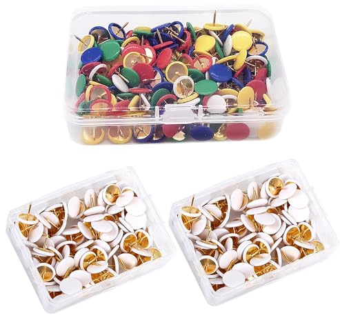 300 Stück Reißzwecken, Weiße Reißzwecken, Weiße Reißzwecken, Dekorative Reißzwecken, Reißnägel Für Karten, Reißzwecken Für Korktafeln, Stecknadeln Für Pinnwände, (Weiß, Farbig)