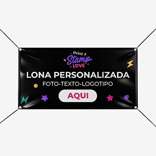 Pancarta Personalizada para Publicidad Exterior con 21 Medidas - Lona Personalizada con Foto, Logo, Texto - Ideal para Comunion, Bodas, Bautizos, Cumpleaños - Banderas,Cartel con Fotos (100x70cm)
