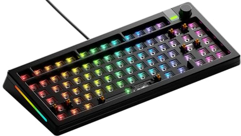 Glorious Gaming GMMK 3 PRO Barebones: tangentbordssats med vred, modulärt aluminiumhölje och packningssystem, utbytbara brytare, 75% TKL, ljuddämpande skum, aluminiumplatta, ANSI/USA - Svart