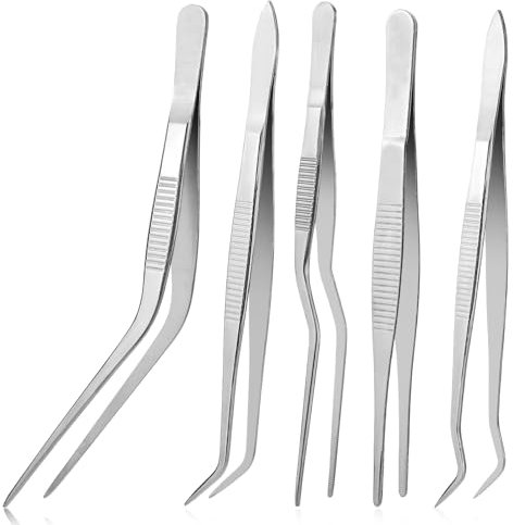 5 pinzette da cucina in acciaio inox professionali, utensili da cucina, pinzette curve, pinzette da cucina, pinze da cucina, pinze da cucina, pinze da cucina